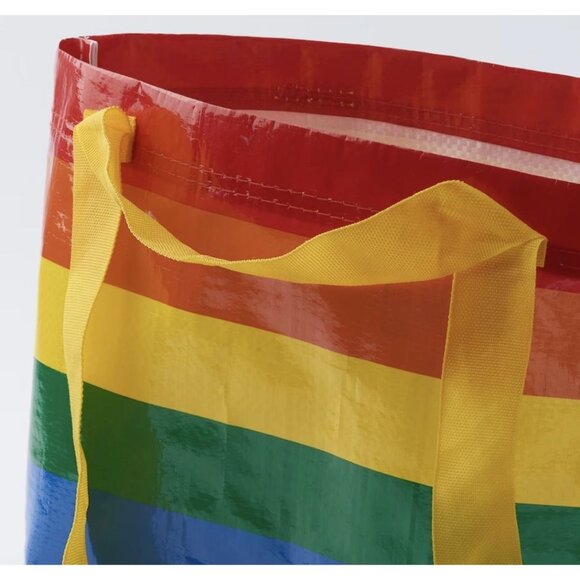 Reusable Ikea Bag Rainbow Pride Tote Double Handle Shoulder Bag mq - Picture 2 of 3